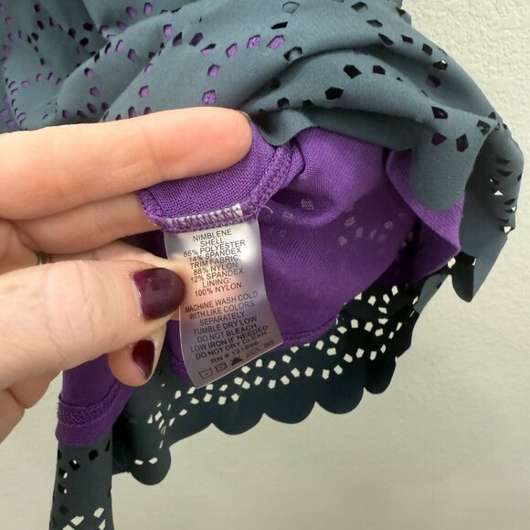 Title Nine Nimblene Illusion Athletic Eyelet Gray Purple Dress Womens size Small - Picture 3 of 5